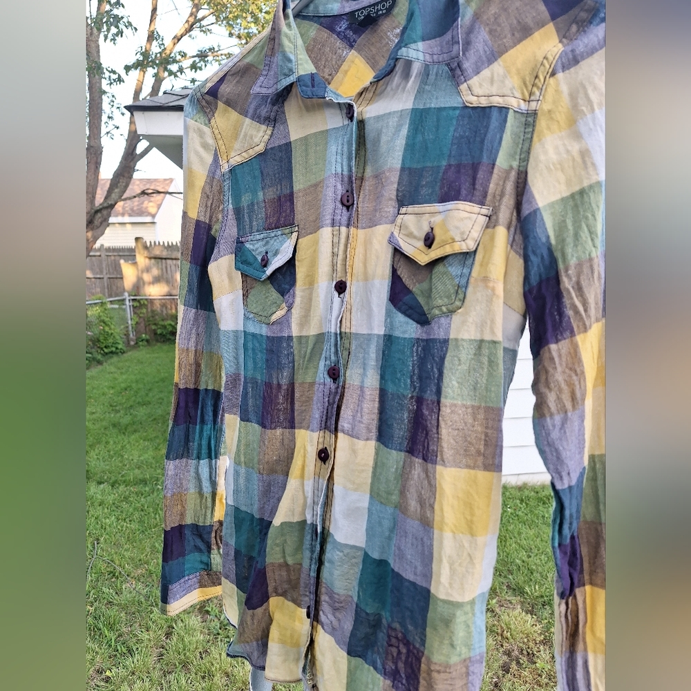 TopShop Coastal Cowgirl Plaid Blouse.  Size 6 US